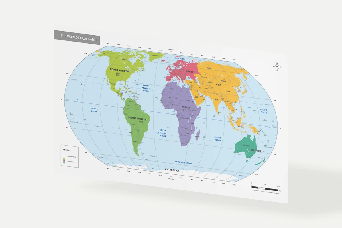 Educational map in laminated matte, illustrative material view