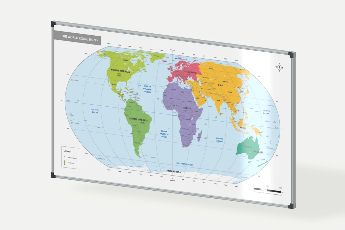 Educational map in whiteboard, illustrative material view